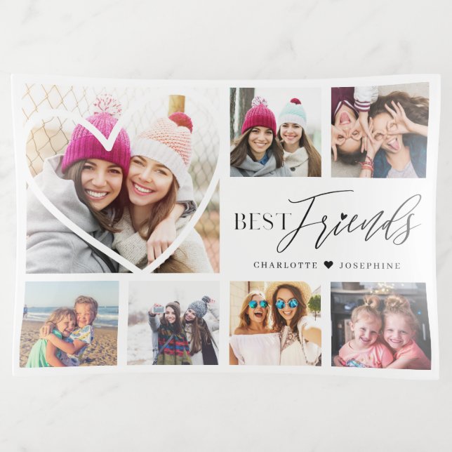 Gift For Best Friends 7 Photo Collage Heart BFFs Trinket Tray (Front)