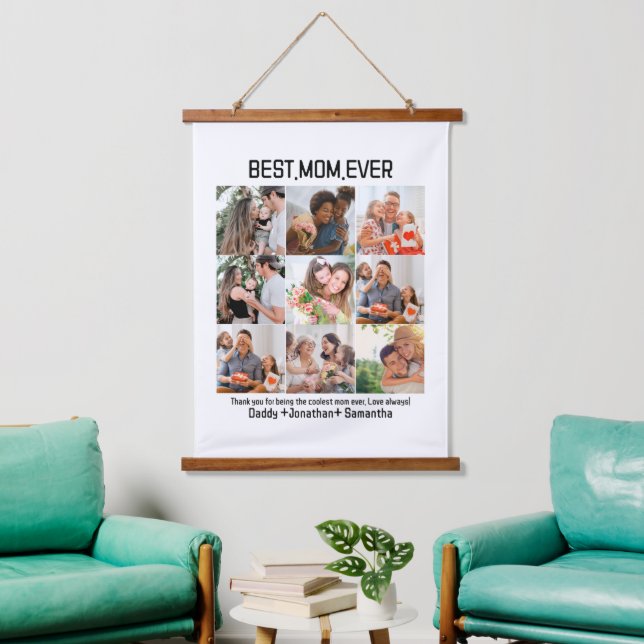 Gift For Best Mom Ever Family Photo Collage Hanging Tapestry (Living Room)