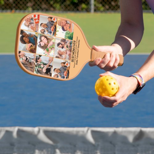 Gift For Best Mom Ever Family Photo Collage Pickleball Paddle
