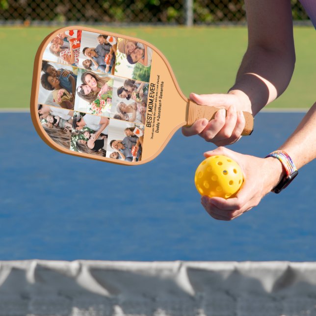 Gift For Best Mom Ever Family Photo Collage Pickleball Paddle (Insitu)