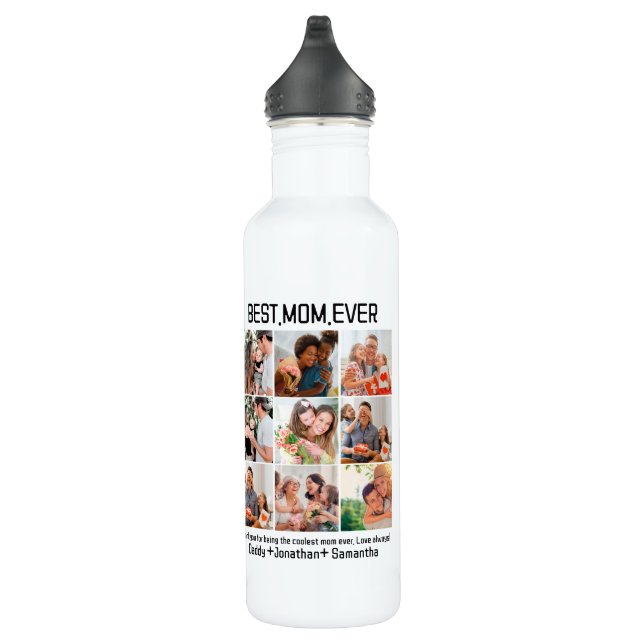 Gift For Best Mom Ever Family Photo Collage Stainless Steel Water Bottle (Right)