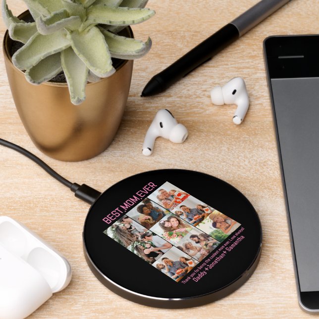 Gift For Best Mom Ever Family Photo Collage Wireless Charger (Desk 2)