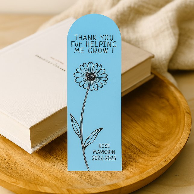 Gift for Best Teacher Floral Illustration Blue Bookmarks (Creator Uploaded)