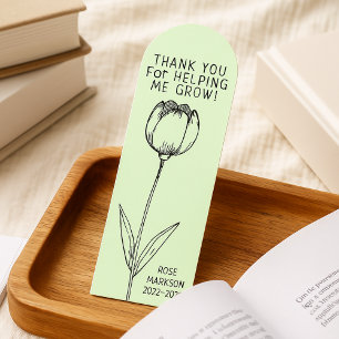 Gift for Best Teacher Floral Illustration Green Bookmarks