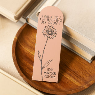 Gift for Best Teacher Floral Illustration Pink Bookmarks