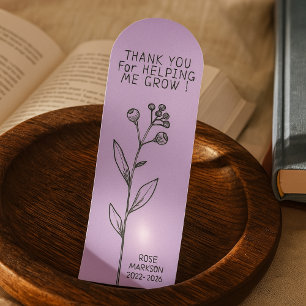 Gift for Best Teacher Floral Illustration Purple Bookmarks