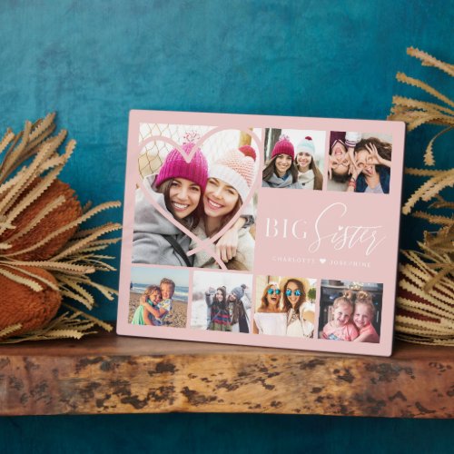 Gift For Big Sister 7 Photo Collage Heart BFFs Plaque