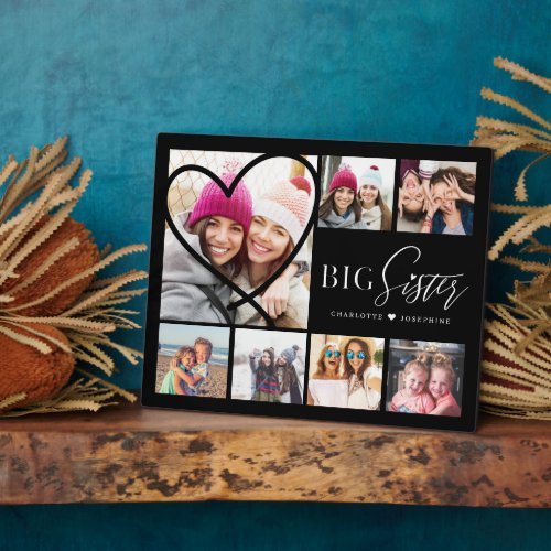 Gift For Big Sister 7 Photo Collage Heart BFFs Plaque