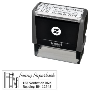 Gift For Book Lover Return Address Personalized Self-inking Stamp by alinaspencil at Zazzle