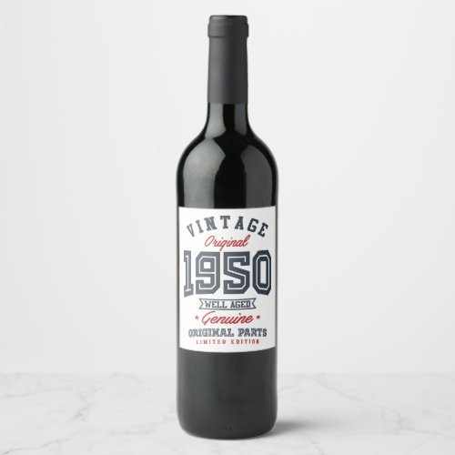 Gift for Born in 1950 Wine Label