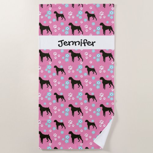 Gift for Boxer Dog People Personalized Beach Towel