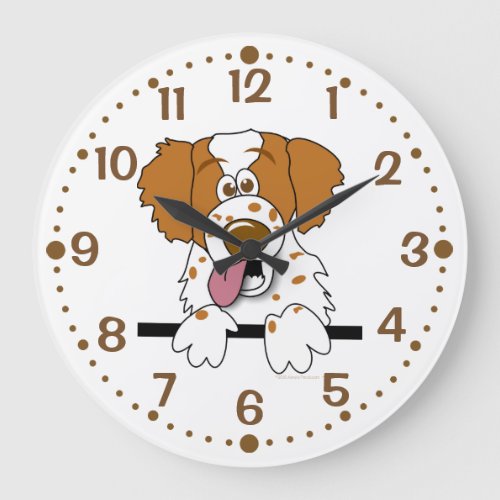 Gift for Brittany Dog Lover Clock Cartoon Spaniel