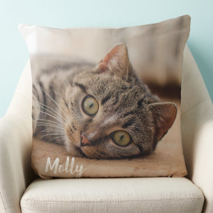 Gift for Cat Lover - Pet Photo Memorial- Cat Photo Throw Pillow