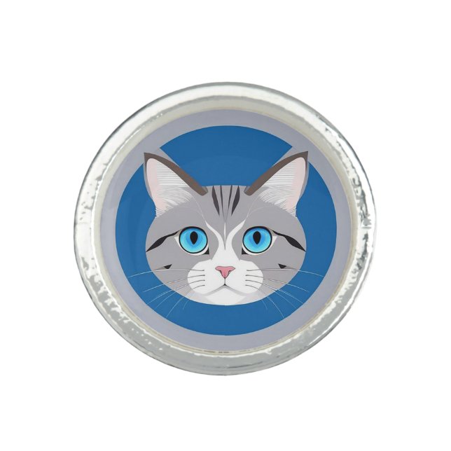 Gift for Cat Lovers Animal Jewelry Ring (Front)