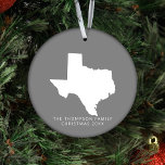 Gift For Couples Friends Clients Texas Christmas Ceramic Ornament<br><div class="desc">Introducing our "Texas Dark Grey Ceramic Ornament with Photo, " a sophisticated and personalized addition to your holiday decor. Crafted with care, this ceramic ornament features a sleek dark grey background adorned with a graphic of the state of Texas and provides space for you to add your cherished photo. The...</div>