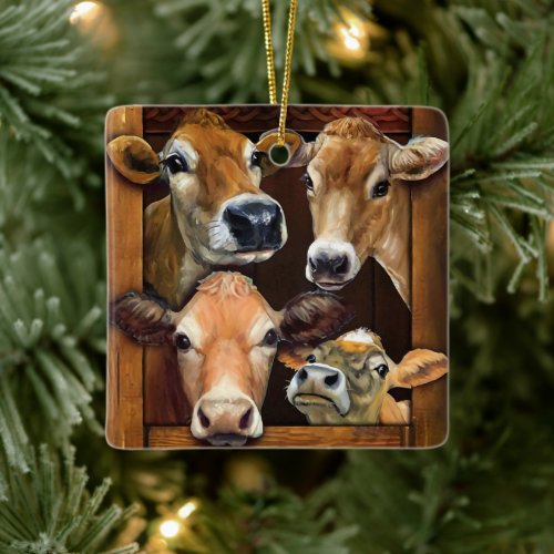 Gift For Cow Lover Xmas Funny Beef cattle Farmer Ceramic Ornament