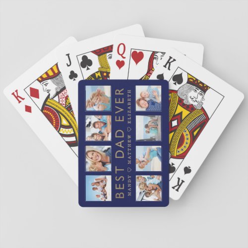 Gift for Dad  Best Dad Ever Family Photo Collage Playing Cards