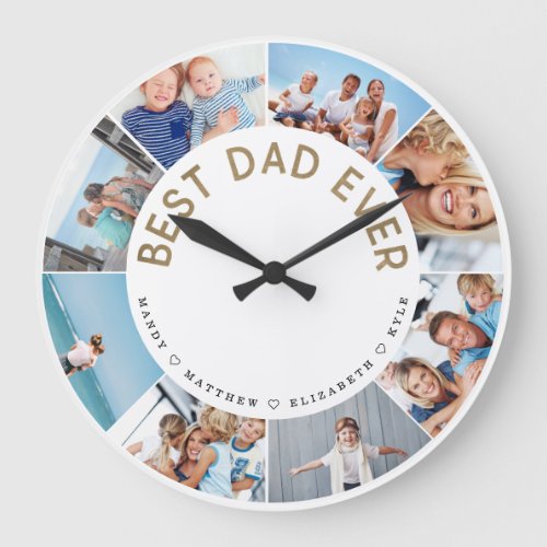Gift for Dad  Best Dad Ever Photo Collage Large Clock