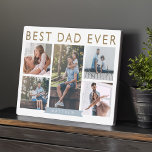 Gift for Dad | Best Dad Ever Photo Collage Plaque<br><div class="desc">Give a beautiful personalized gift to your father that he'll cherish forever. Special personalized photo collage plaque to display your own special family photos and memories. Our design features a simple 6 photo collage grid design with "best dad ever" designed in modern faux gold font. Customize with your dad's name...</div>