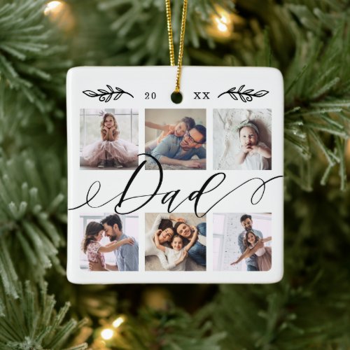Gift for Dad  Family Keepsake Photo Collage Ceramic Ornament