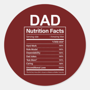 Gift For Dad Father's Day Gift Dad Nutrition Classic Round Sticker