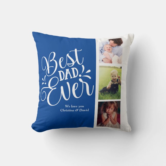 Gift for Dad Personalized Father's Day Unique Blue Throw Pillow (Front)