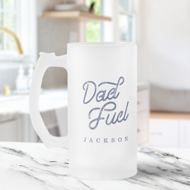 Gift For Dad | Stylish Dad Fuel Custom Gift Frosted Glass Beer Mug (Creator Uploaded)