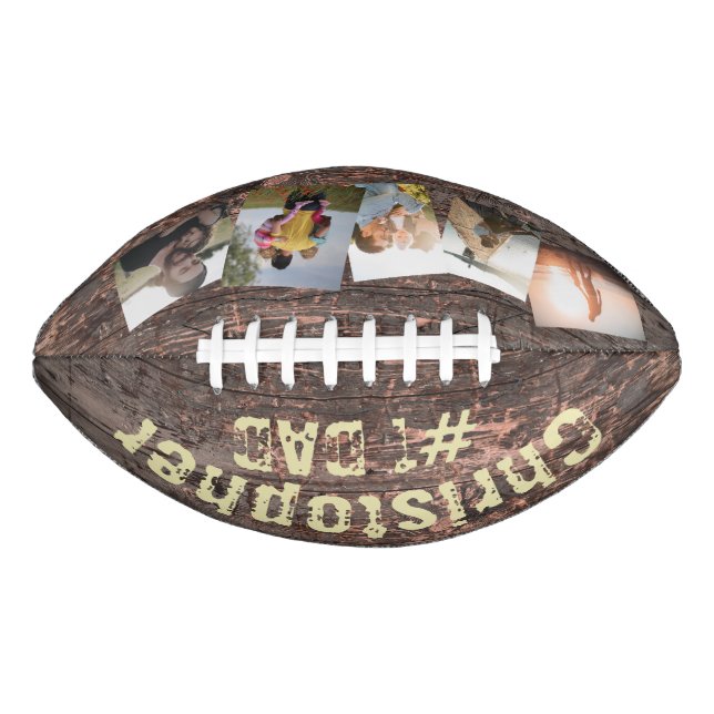 Gift for Dad Wood Effect #1 Dad Football (Front)