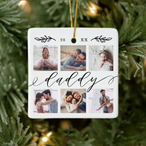 Gift for Daddy  Family Keepsake Photo Collage Ceramic Ornament