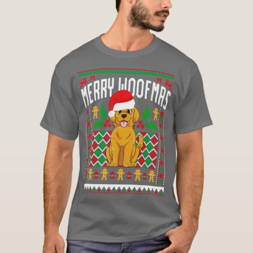 Gift For Dog Lover Merry Woofmas Golden Retriever  T_Shirt