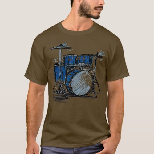 gift for drummer Drawing drums  T_Shirt