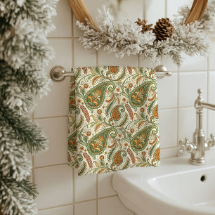 Gift for Elders Earthy Boho Paisley Bath Accent Towel Set