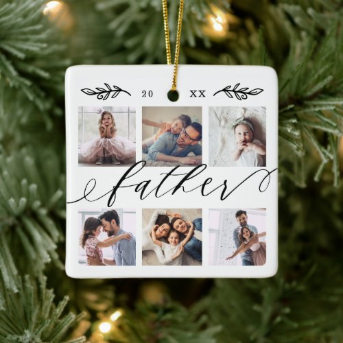 Gift for Father  Family Keepsake Photo Collage Ceramic Ornament