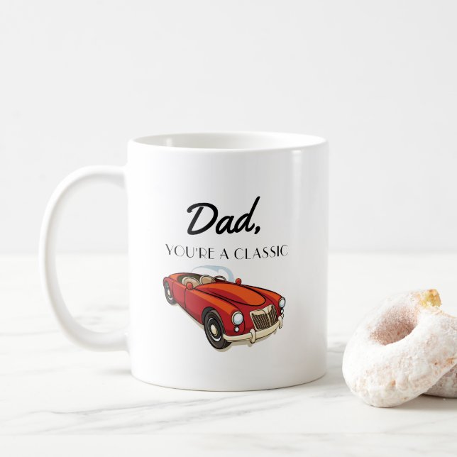 Gift for Father Retro Classic Car Coffee Mug (With Donut)