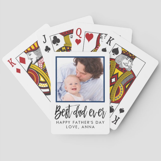 Gift for Fathers Day Personalized Custom Photo Poker Cards (Back)