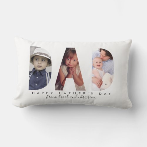 Gift for Fathers Day Personalized Photo Collage Lumbar Pillow