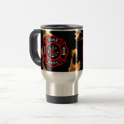 Gift for Fireman  Fire Department Shield Travel Travel Mug