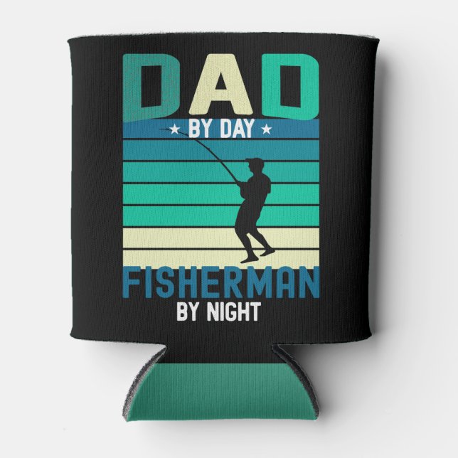 Gift for fishing dad; fish; fisherman; father; can cooler (Front)