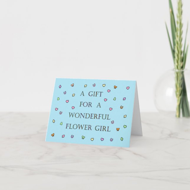 Gift for Flower Girl Confetti and Lettering Card (Front)
