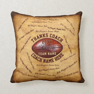 Gift for Football Coach Personalized with Player's Throw Pillow