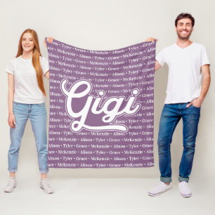 Gift For Gigi with Grandchildren Names Fleece Blanket
