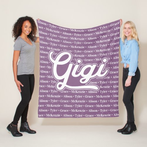 Gift For Gigi with Grandchildren Names Fleece Blanket