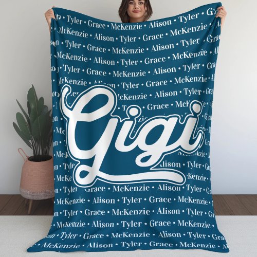Gift For Gigi with Grandchildren Names Fleece Blanket