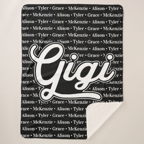 Gift For Gigi with Grandchildren Names Sherpa Blanket