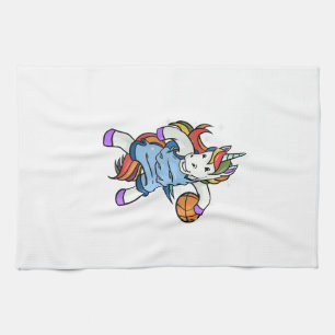 Gift for Girl Basketball Player BBaller Unicorn Ba Kitchen Towel