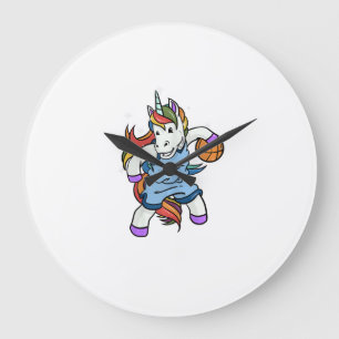 Gift for Girl Basketball Player BBaller Unicorn Ba Large Clock