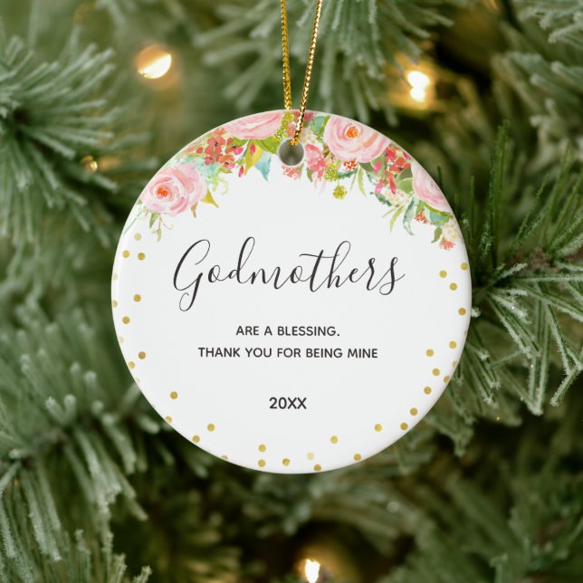 Gift for Godmother Proposal from Godchild Ceramic Ornament (Tree)