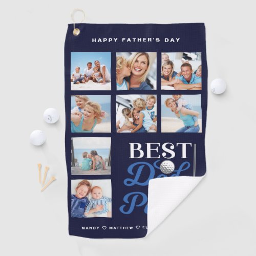 Gift for Golf Dad  Best Dad By Par Photo Collage Golf Towel