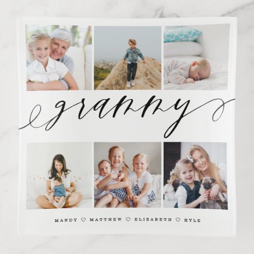 Gift for Grammy  Grandchildren Photo Collage Trinket Tray