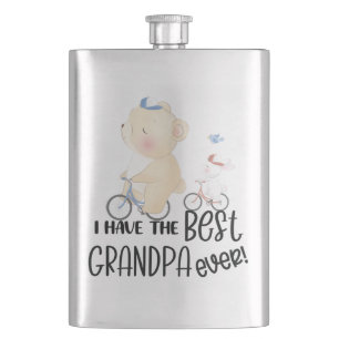 Gift for Grandchild Bear & Rabbit Best Grandpa Flask